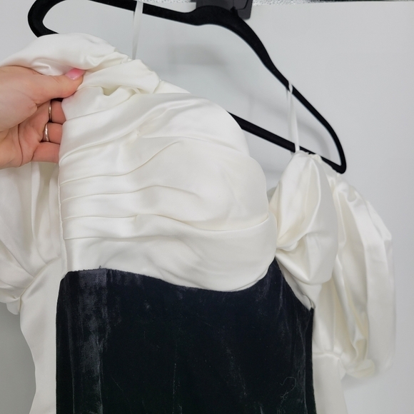 Ronny Kobo Amanda Off-Shoulder Puff-Sleeve Front-Slit Slim Midi Dress large - Picture 11 of 11